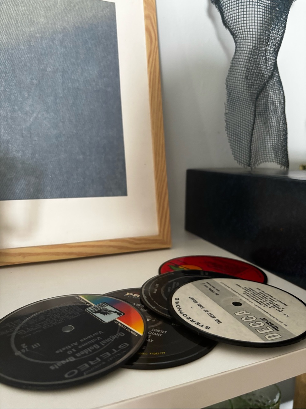 Black Vinyl Record Coasters - Set of 5